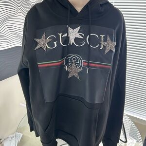 Black Star-Embellished Logo Hoodie